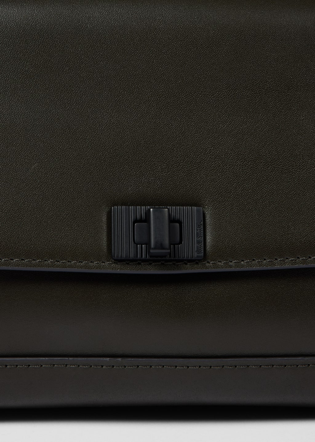 Detail View - Dark Green Leather 'Signature Stripe' Strap Cross Body Bag Paul Smith