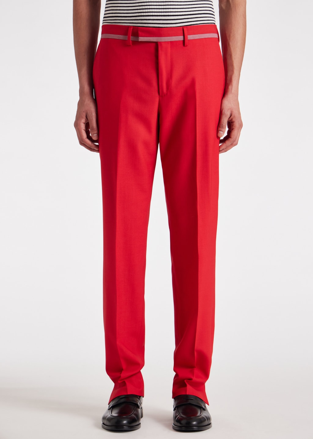 Model View - Red Fresco Wool Trousers Paul Smith