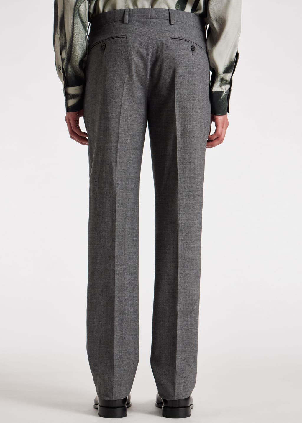 Model View - Grey Fresco Wool Straight Leg Trousers Paul Smith