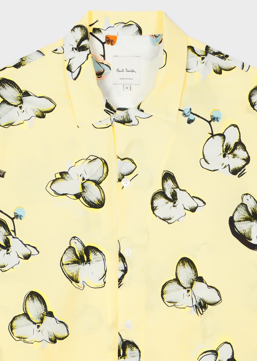 Detail View - Yellow 'Orchid' Print Viscose-Blend Short-Sleeve Shirt Paul Smith