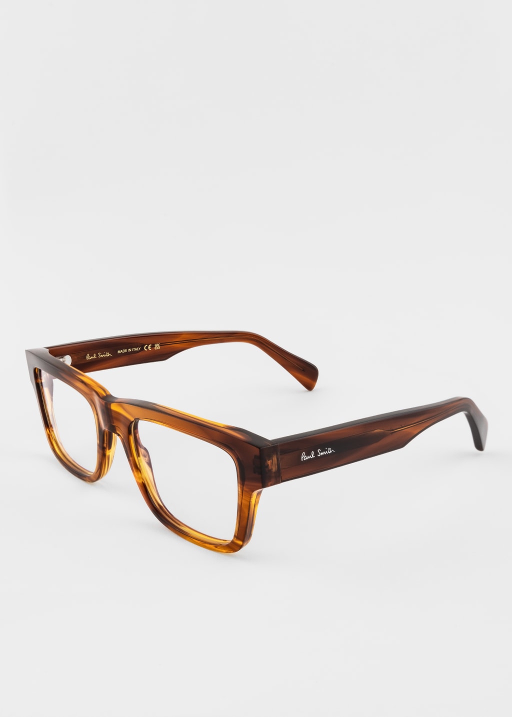Angled view - Striped Brown 'Kimpton' Spectacles Paul Smith