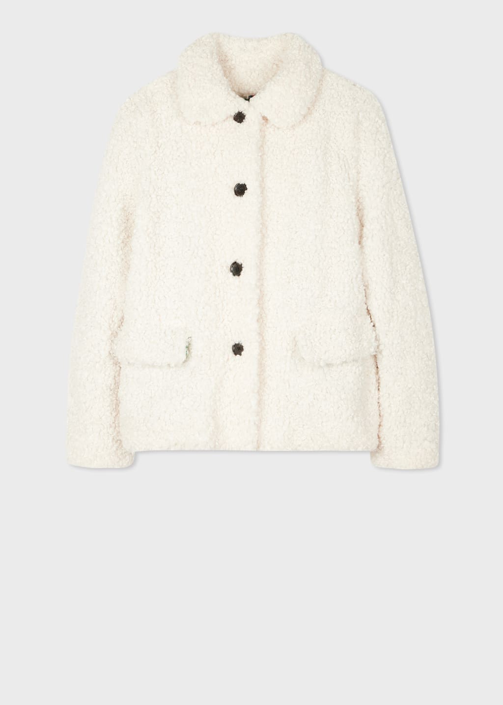 petite ecru borg tie waist puffer coat