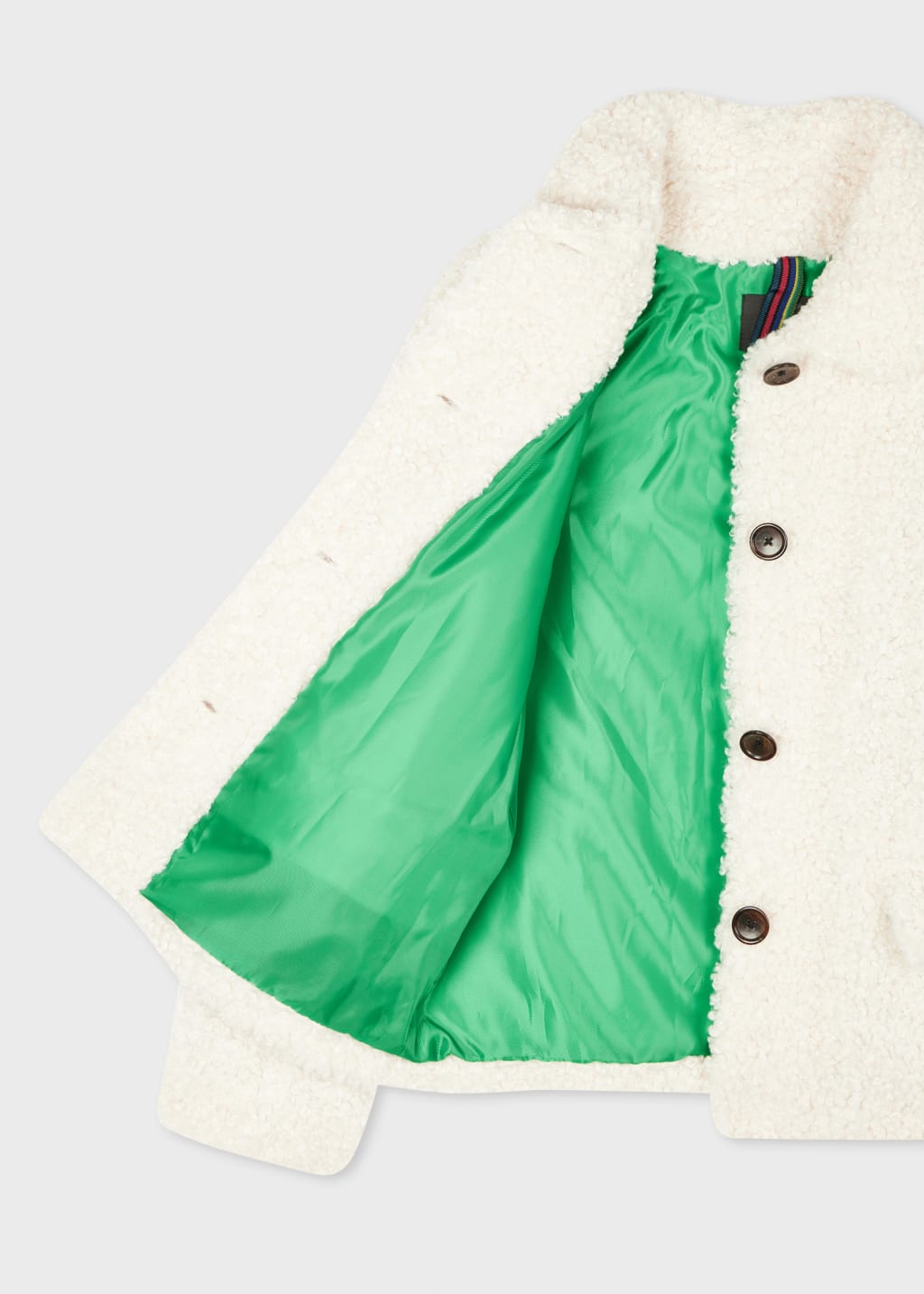 petite ecru borg tie waist puffer coat