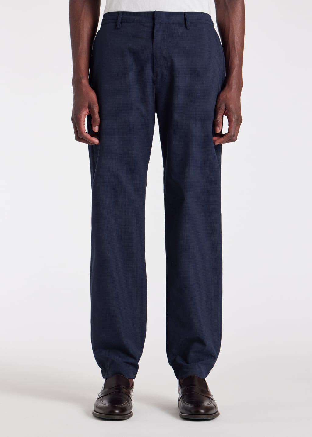 Model View - Navy Lightweight Sport Chinos Paul Smith