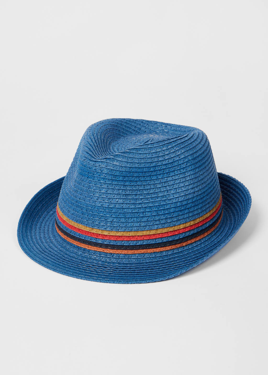 Front View - Blue 'Artist Stripe' Trilby Hat Paul Smith