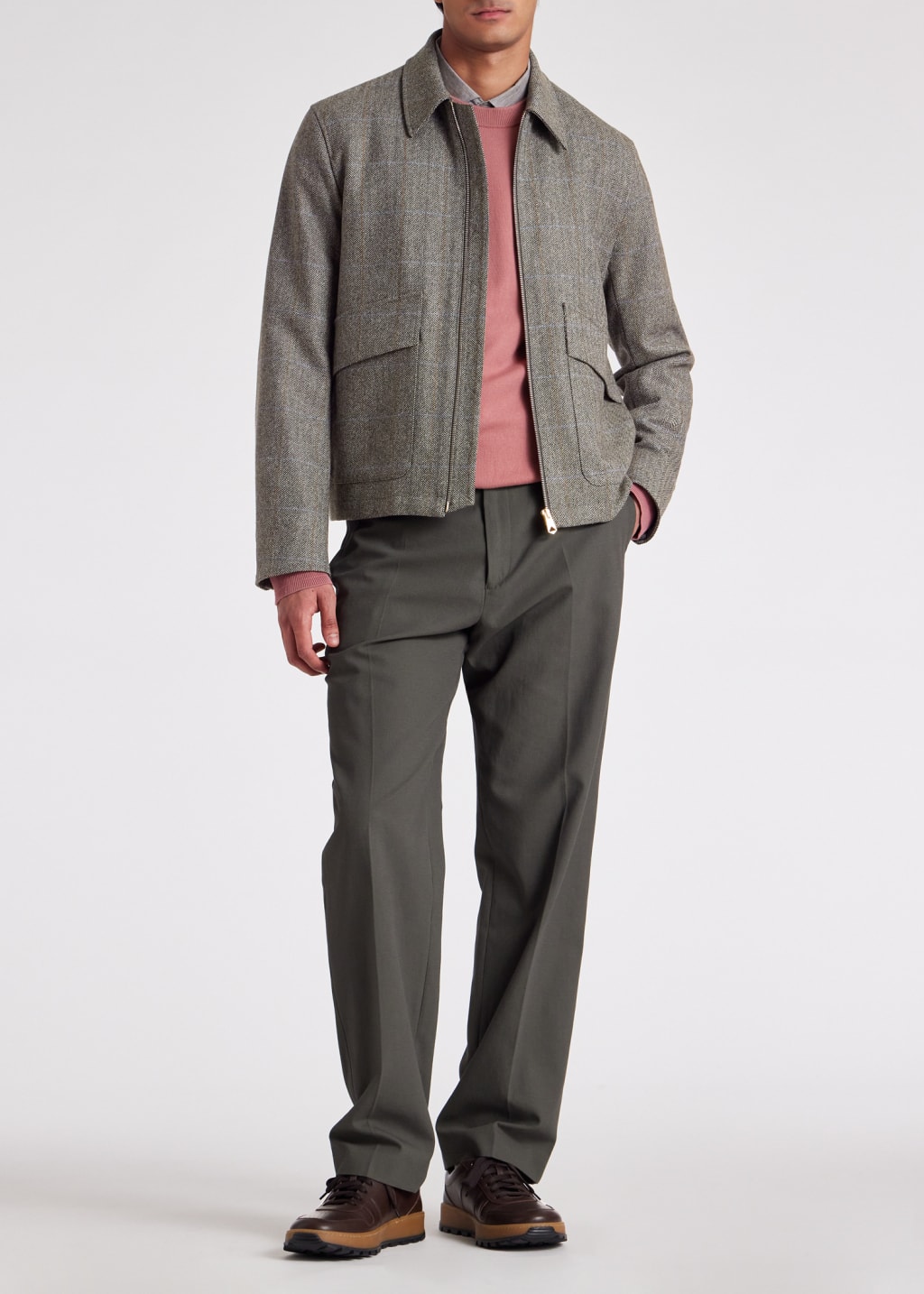 Men's Grey Wool Tweed Bomber Jacket