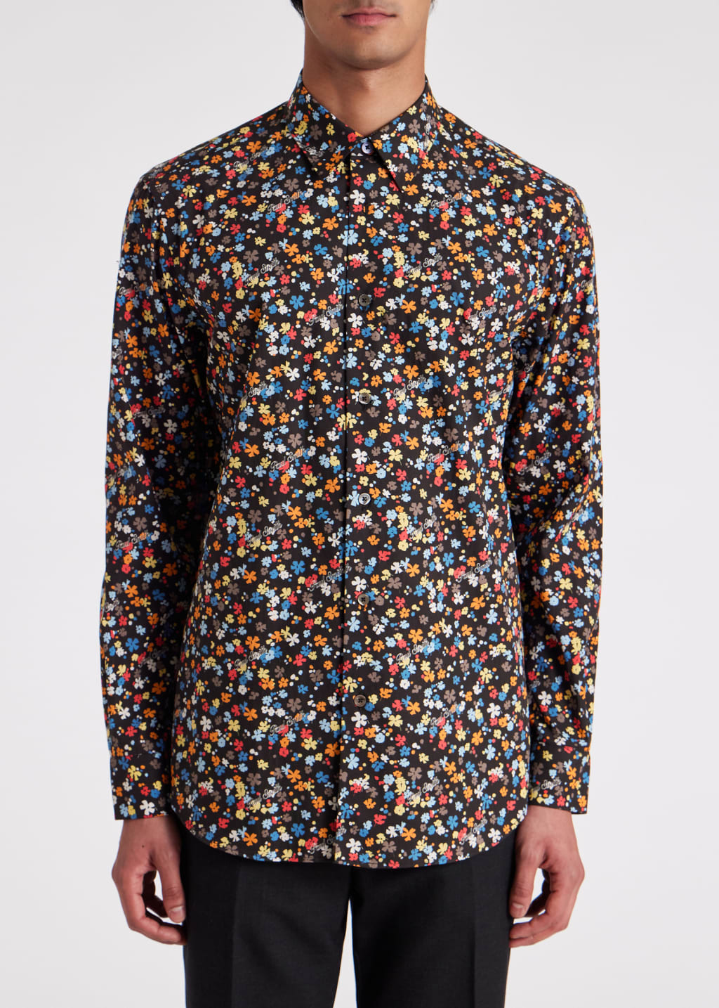 Men'S Premium Rayon Shirt With Black Floral Print