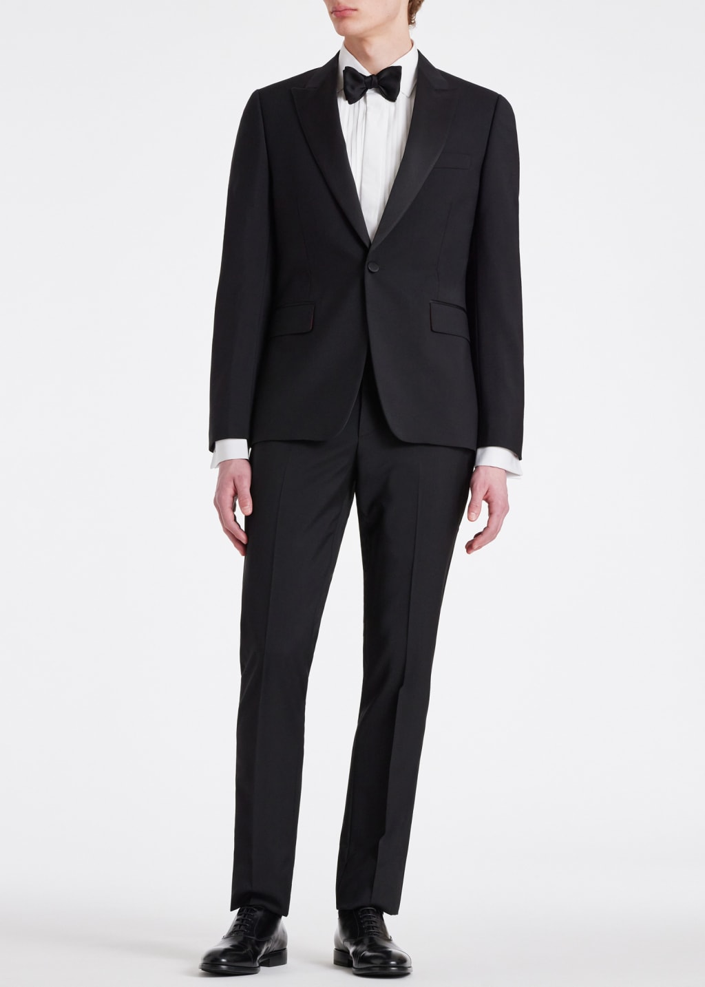 Model View - The Soho - Tailored-Fit Black Wool-Mohair Evening Suit by Paul Smith