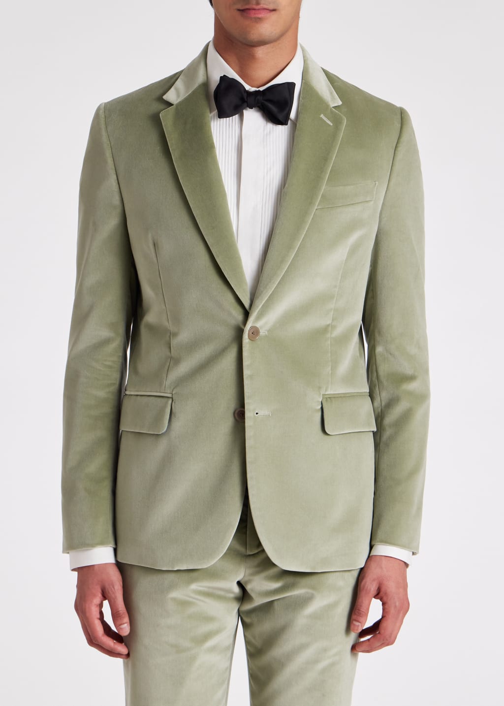 Model View - The Soho - Tailored-Fit Pistachio Velvet Suit by Paul Smith