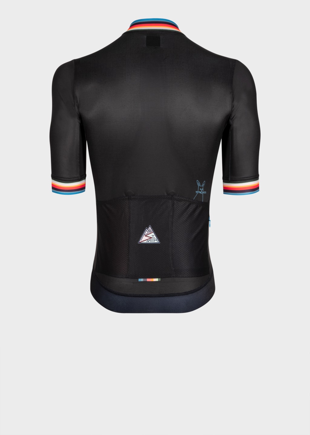 Product View - Men's Black Race Fit Cycling Jersey With 'Artist Stripe' Trims by Paul Smith