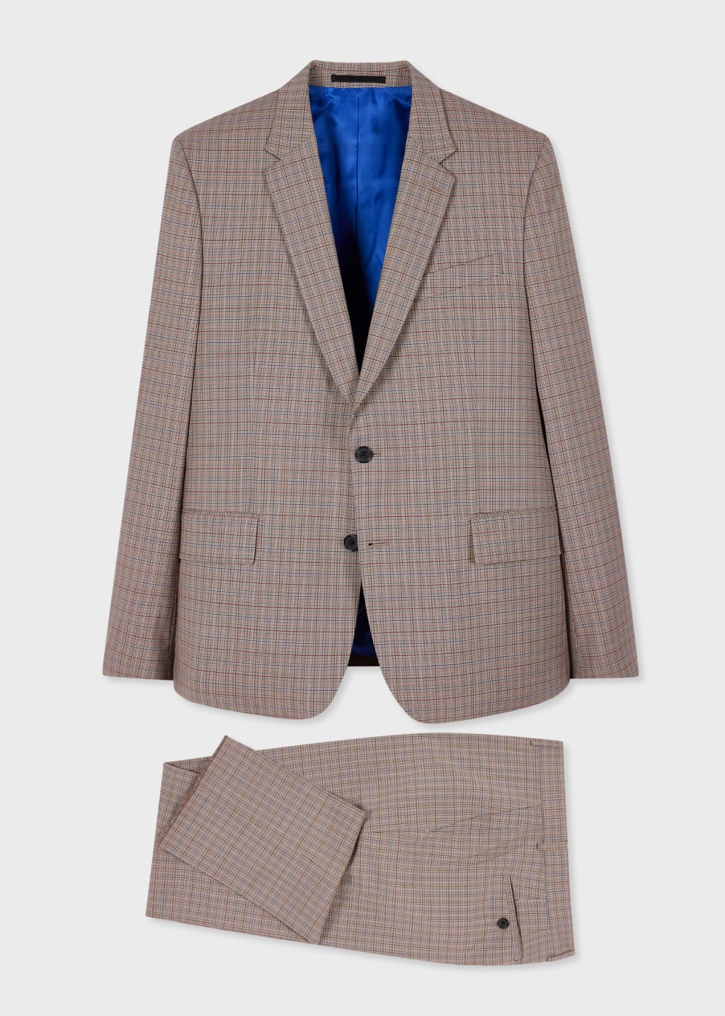 Men’s Tailored Fit Check Suit Jacket – LEO - Beige