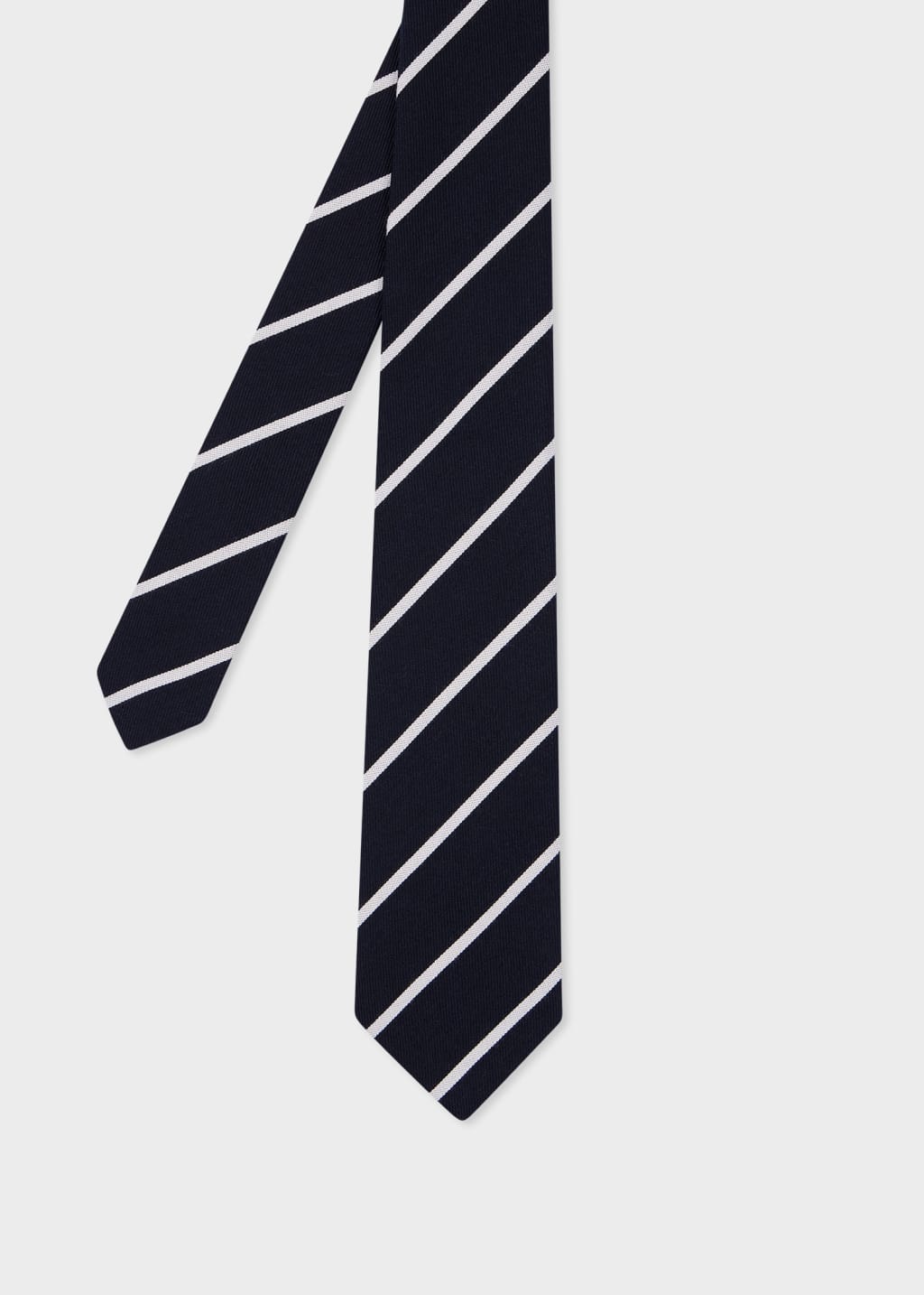 Product view - Navy Wool-Silk Diagonal Stripe Tie