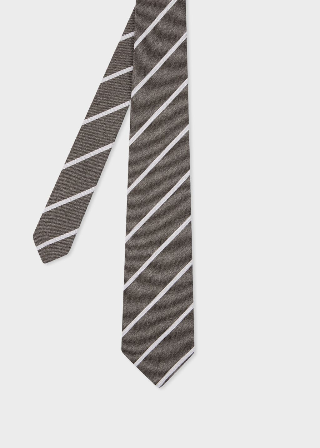 폴스미스 Paulsmith Grey Wool-Silk Diagonal Stripe Tie