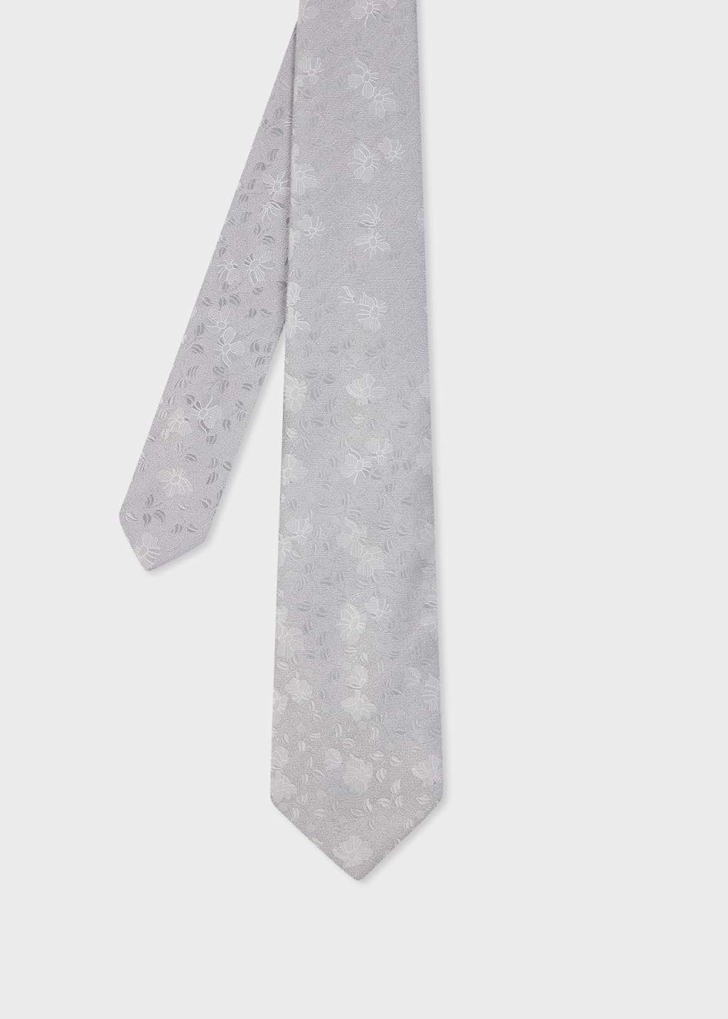 Grey Floral Jacquard Silk Tie