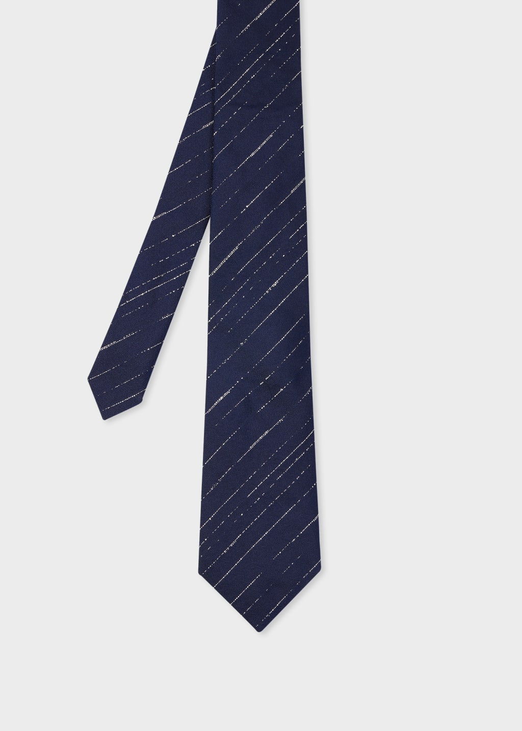 폴스미스 Paulsmith Navy Blue Textured-Stripe Silk Tie
