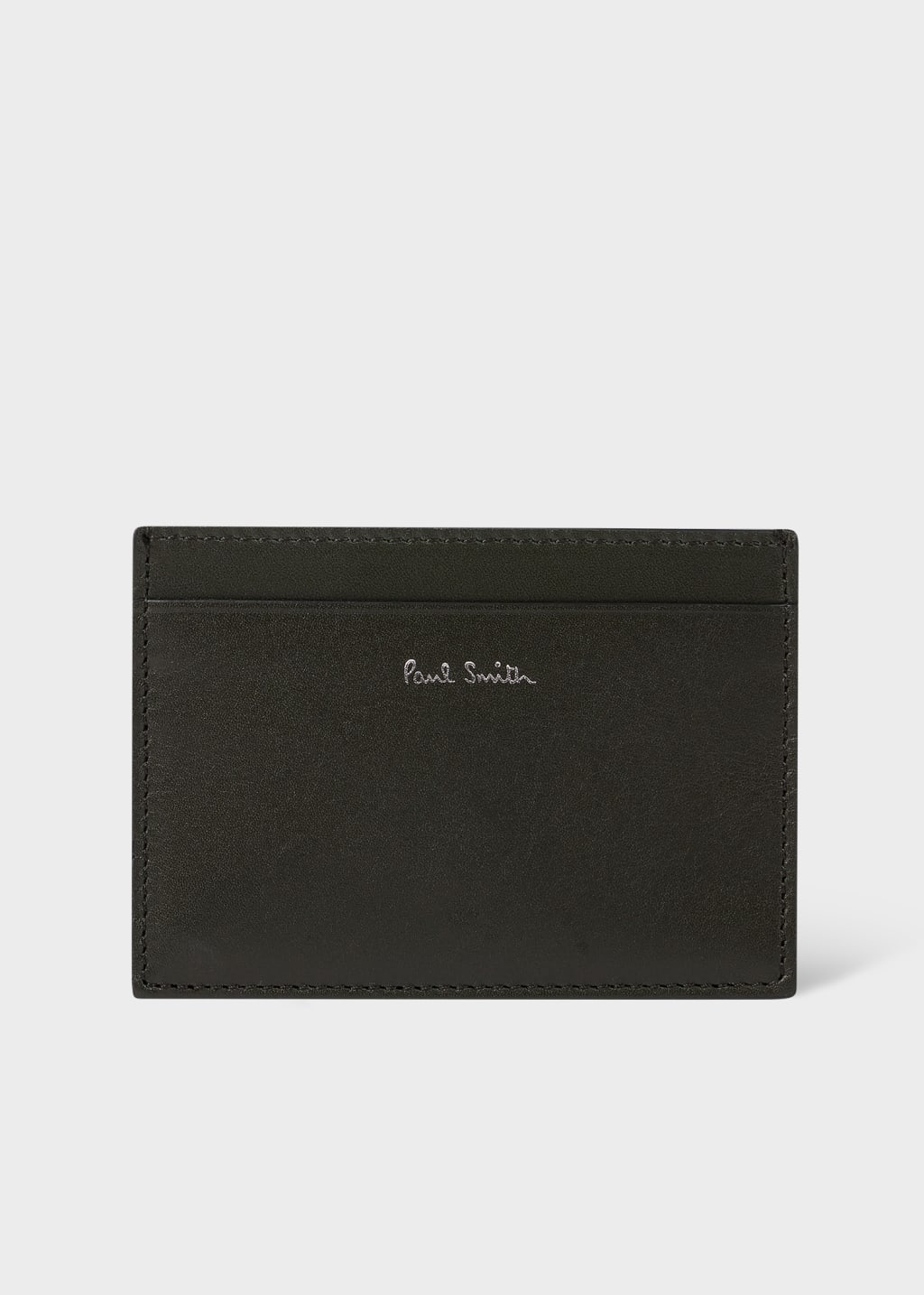 Front view - Dark Green Leather Card Holder Paul Smith