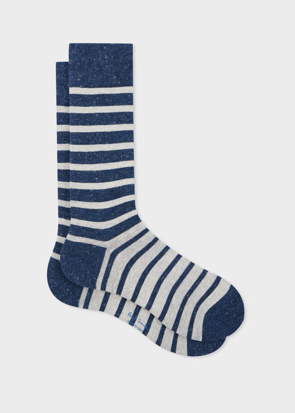 Navy Blue Cotton-Blend Stripe Socks