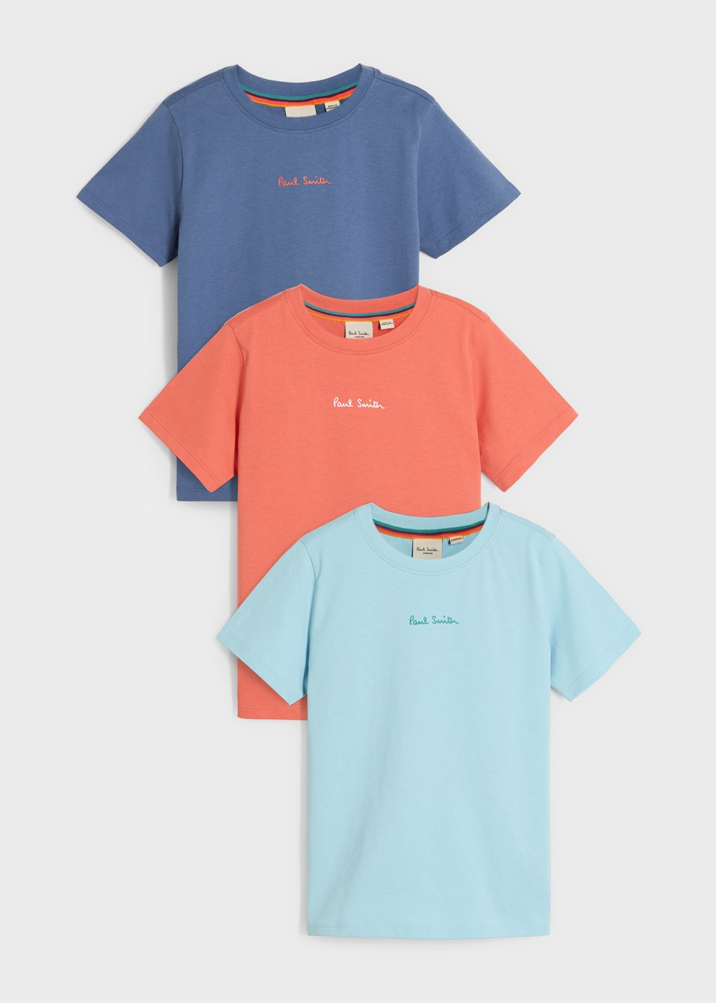 Product view - 2-13 Years Navy, Coral & Blue Signature T-Shirts Set 3 Pack