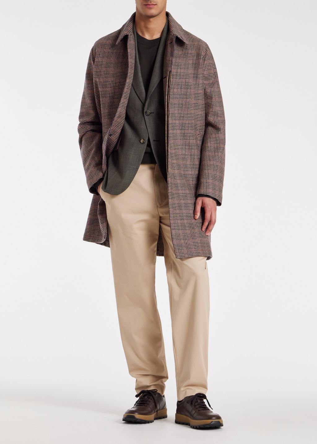 Model View - Brown Micro Houndstooth Wool-Mohair Blazer