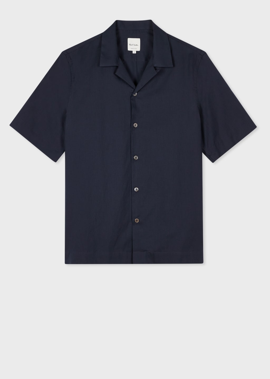 Front View - Navy Cotton Flannel Short Sleeve Shirt Paul Smith