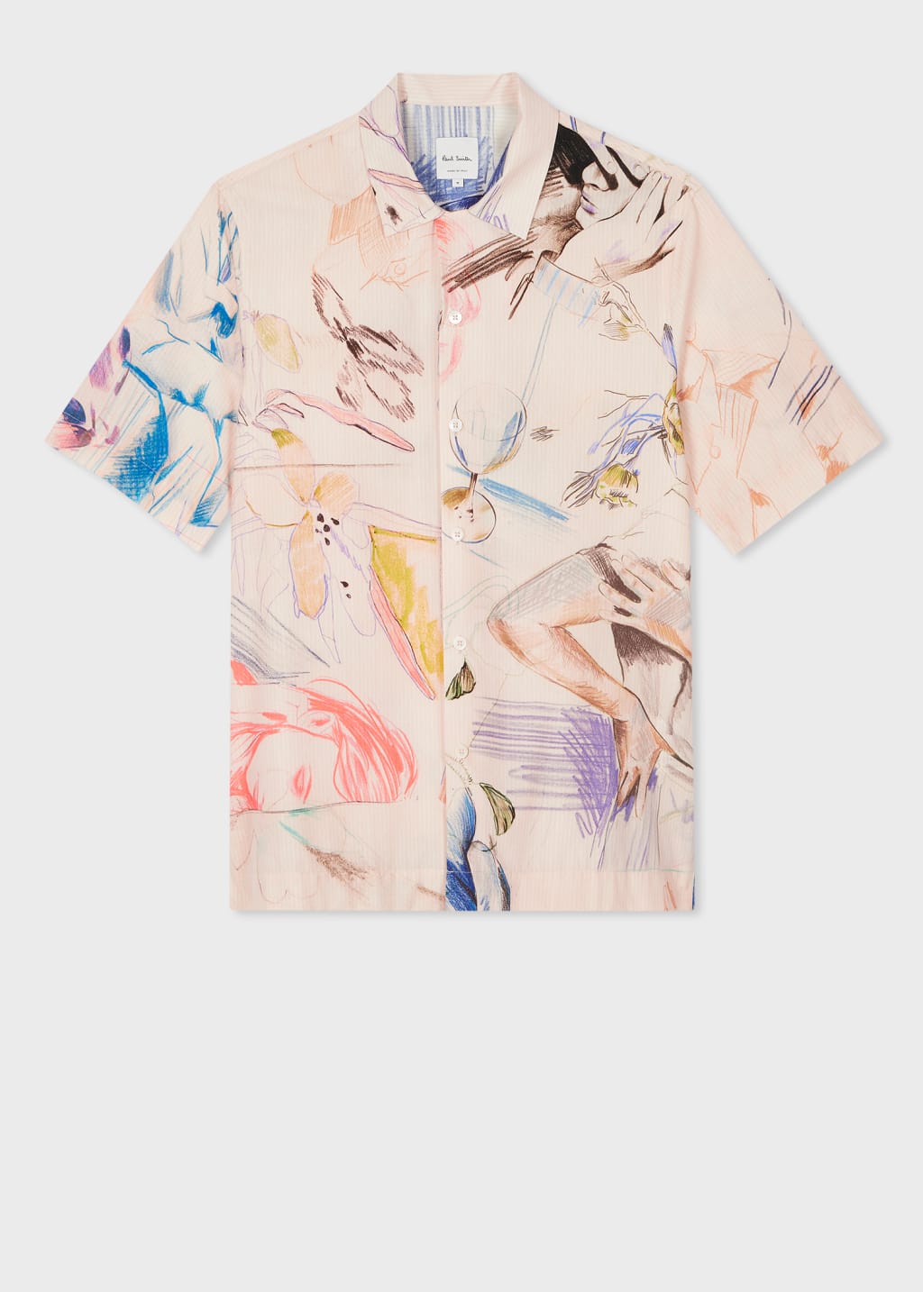Product view - Dusty Pink 'Sketchbook' Print Cotton Shirt Paul Smith
