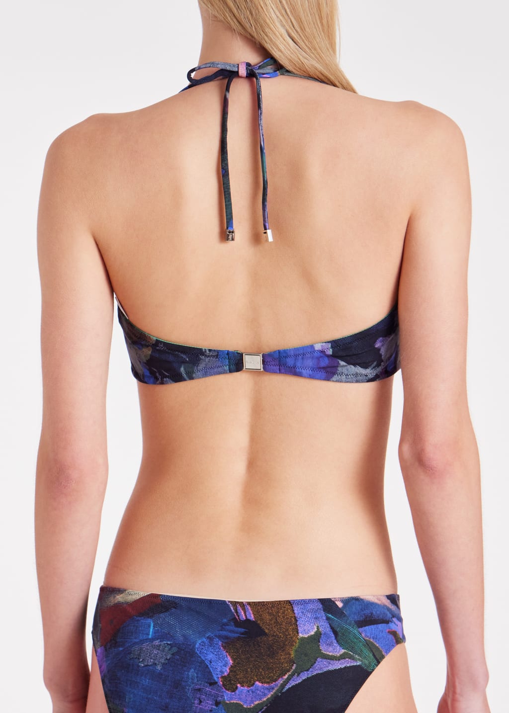 Model View - Women's Navy 'Floral Collage' Bandeau Bikini Top Paul Smith
