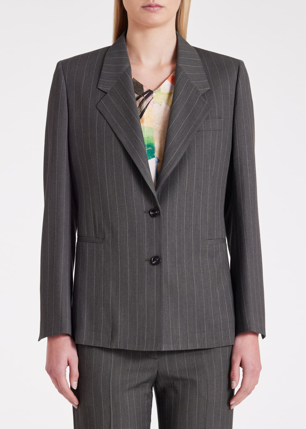 flip crop blazer / charcoal|white pinstripe main image 0
