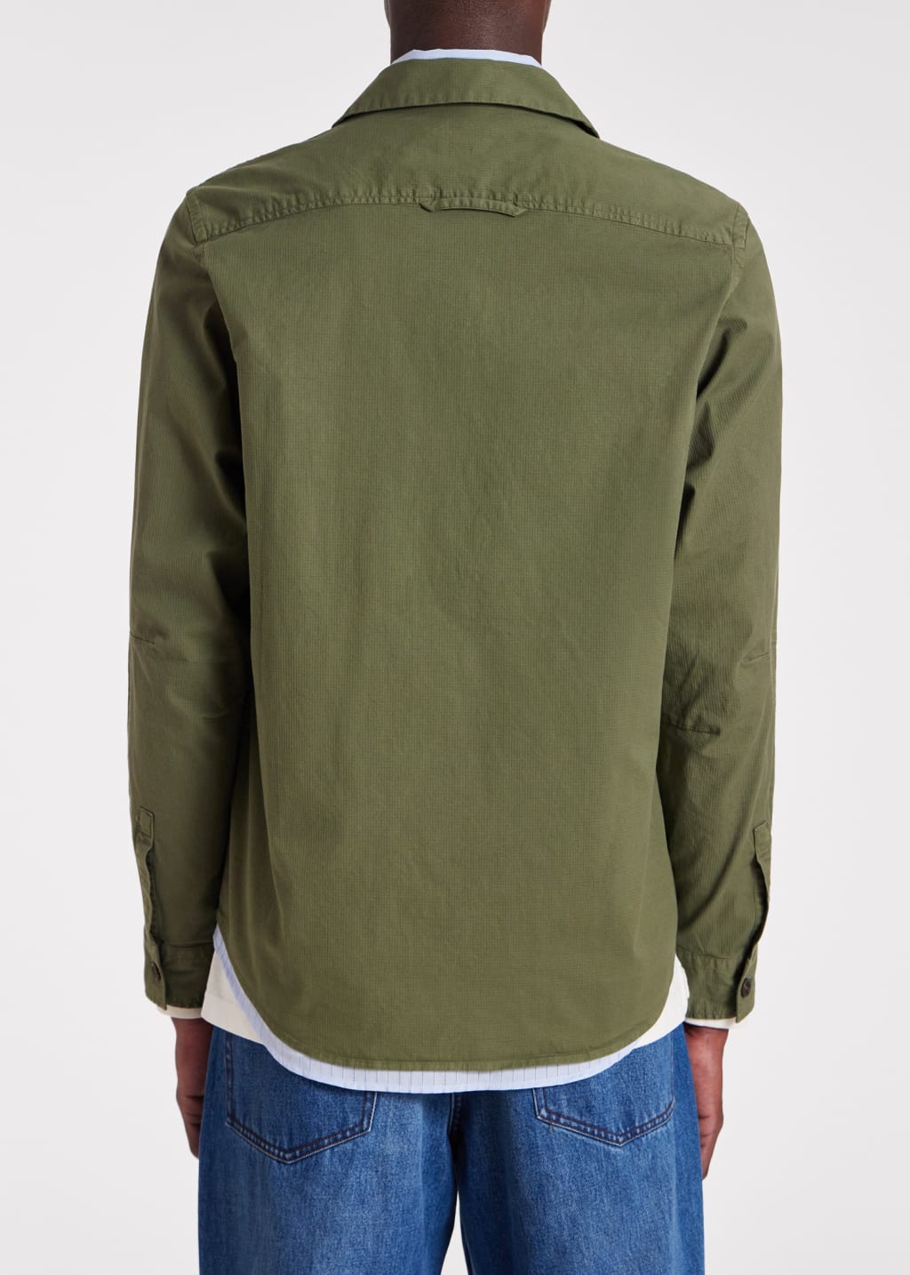 Model View - Khaki Textured Cotton-Blend Overshirt Paul Smith