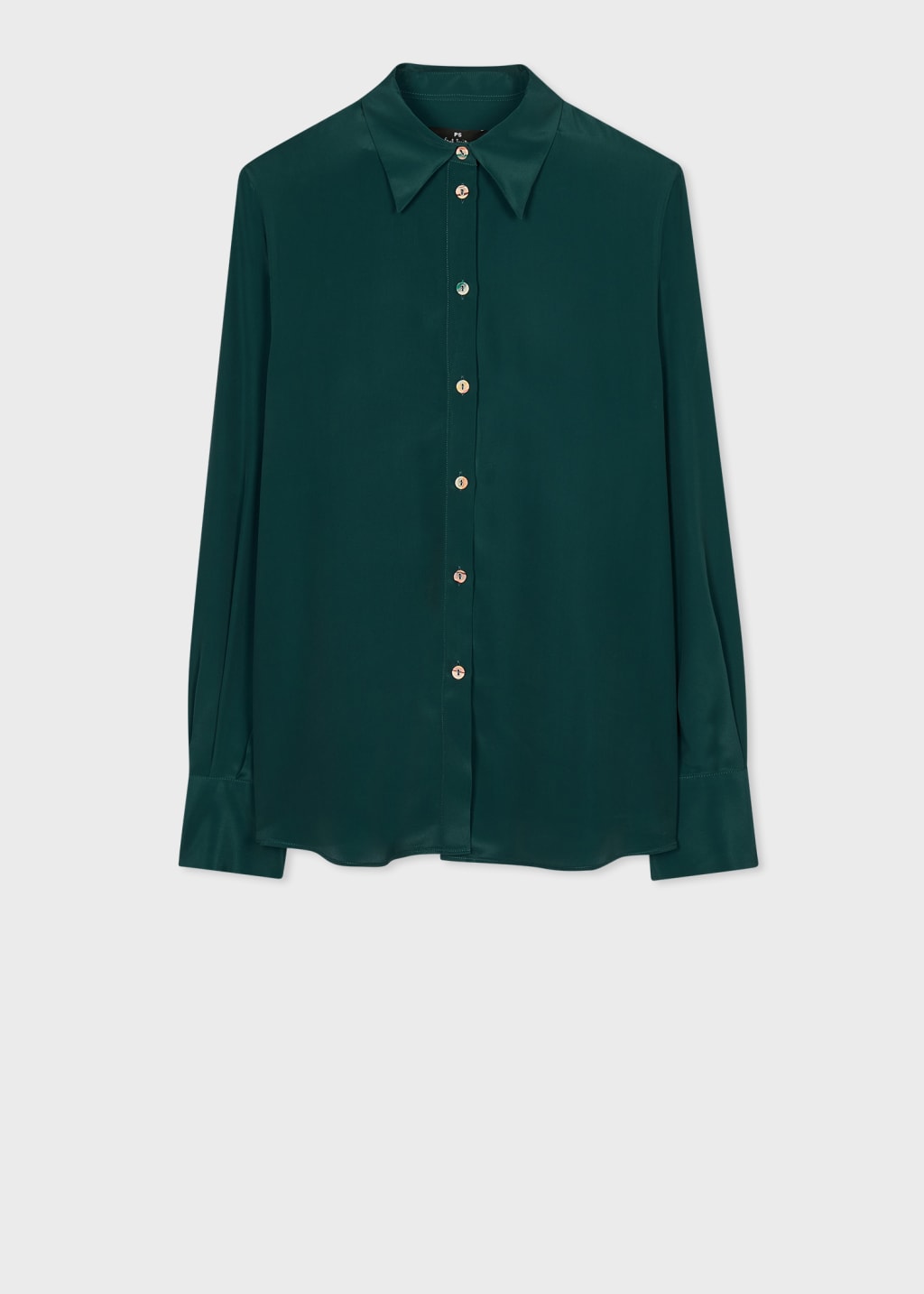 Front View - Women's Teal Silk-Blend Blouse Paul Smith