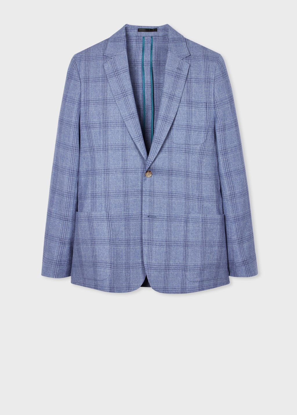Product view  Sky Blue Cotton-Linen Check Unlined Blazer Paul Smith