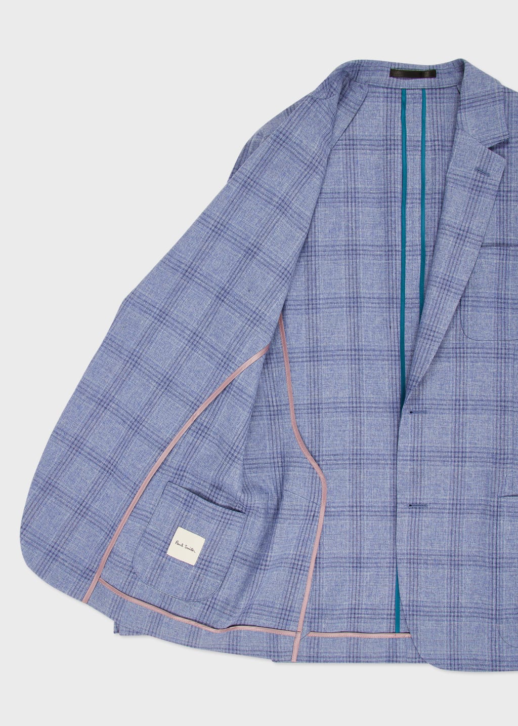Product view  Sky Blue Cotton-Linen Check Unlined Blazer Paul Smith
