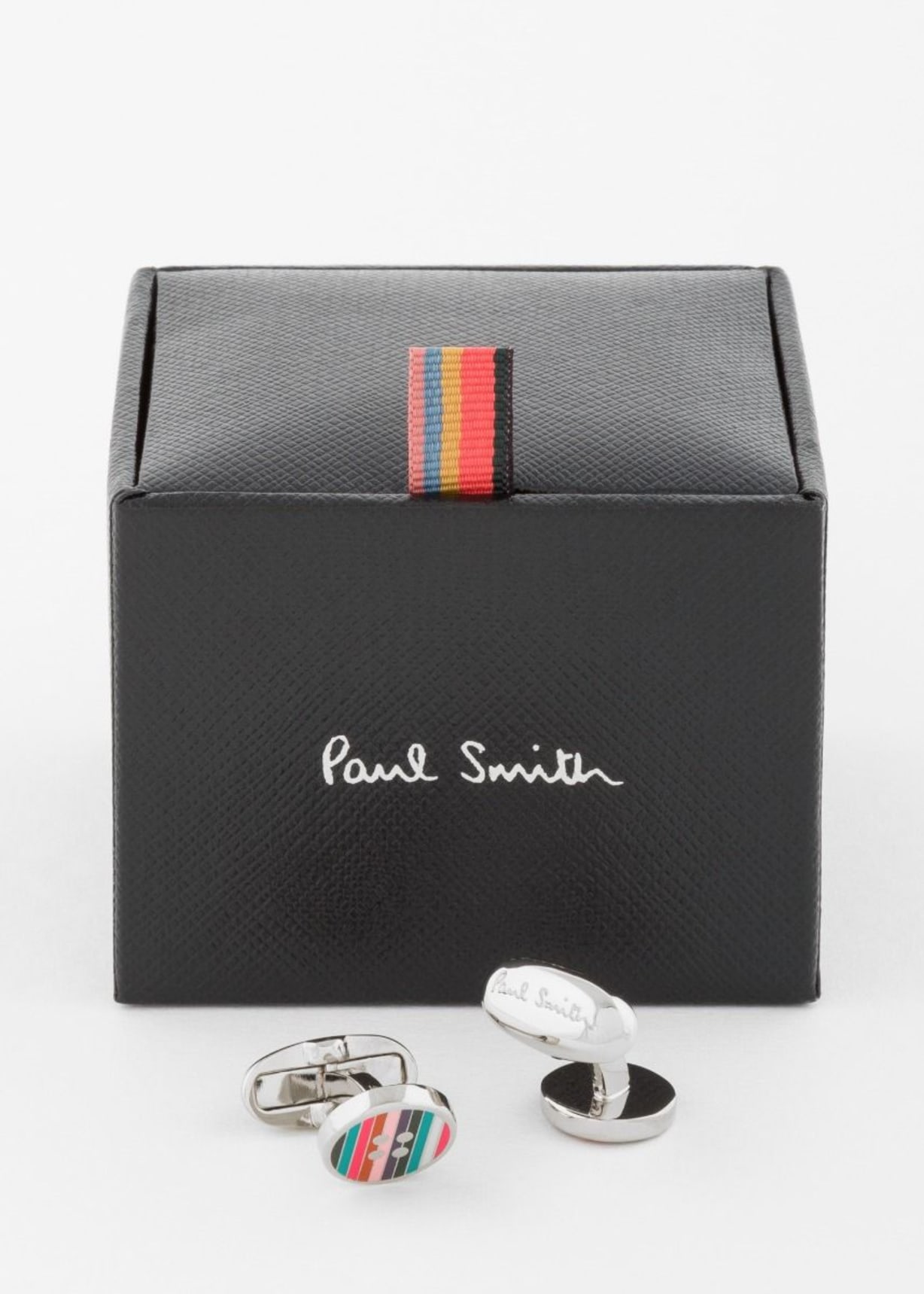 Men's Striped Button Cufflinks