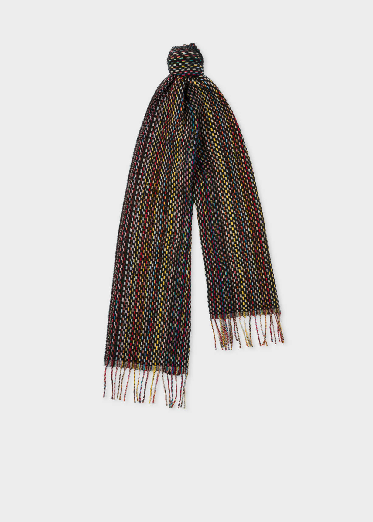Men's Basket Weave Signature Stripe Cashmere Scarf