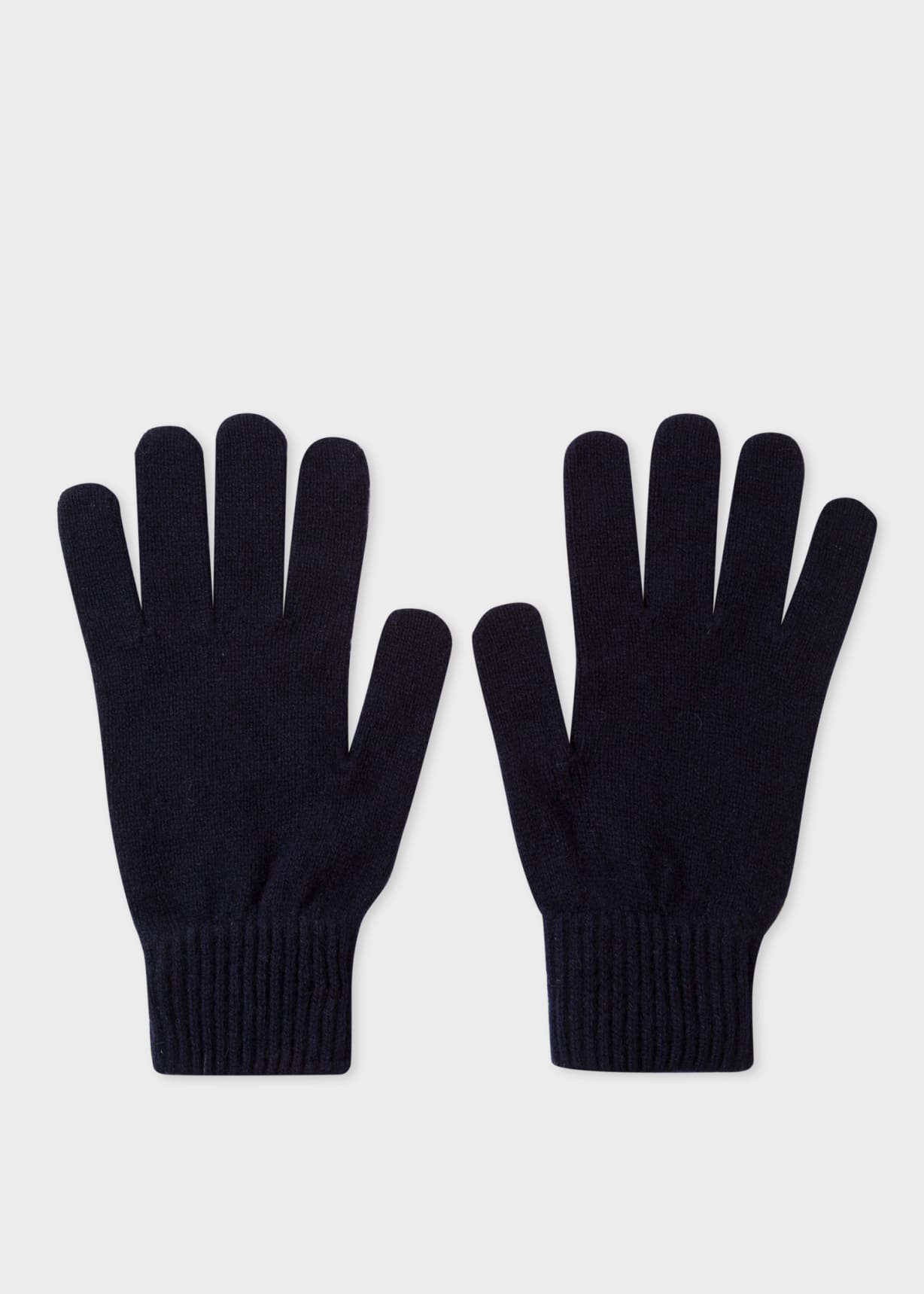 Back View - Dark Navy Cashmere-Blend Gloves Paul Smith