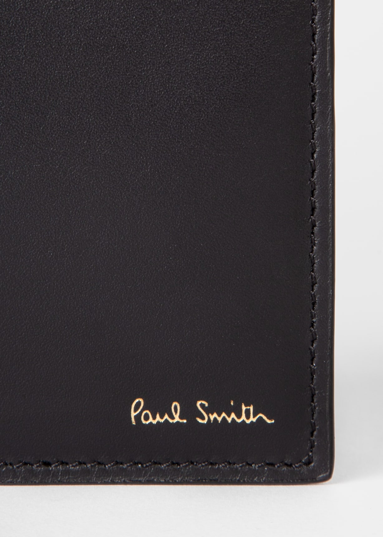 Black Leather 'Signature Stripe' Billfold & Coin Wallet
