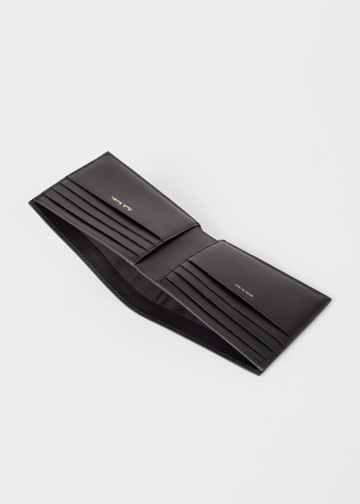 Detail View - Black Leather Leather Monogrammed Billfold Wallet Paul Smith