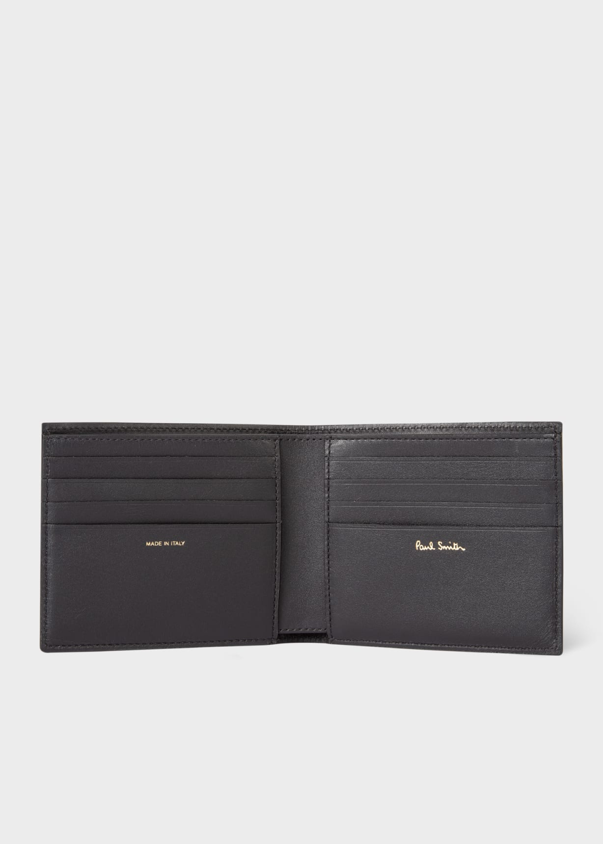 Detail View - Black Leather Leather Monogrammed Billfold Wallet Paul Smith