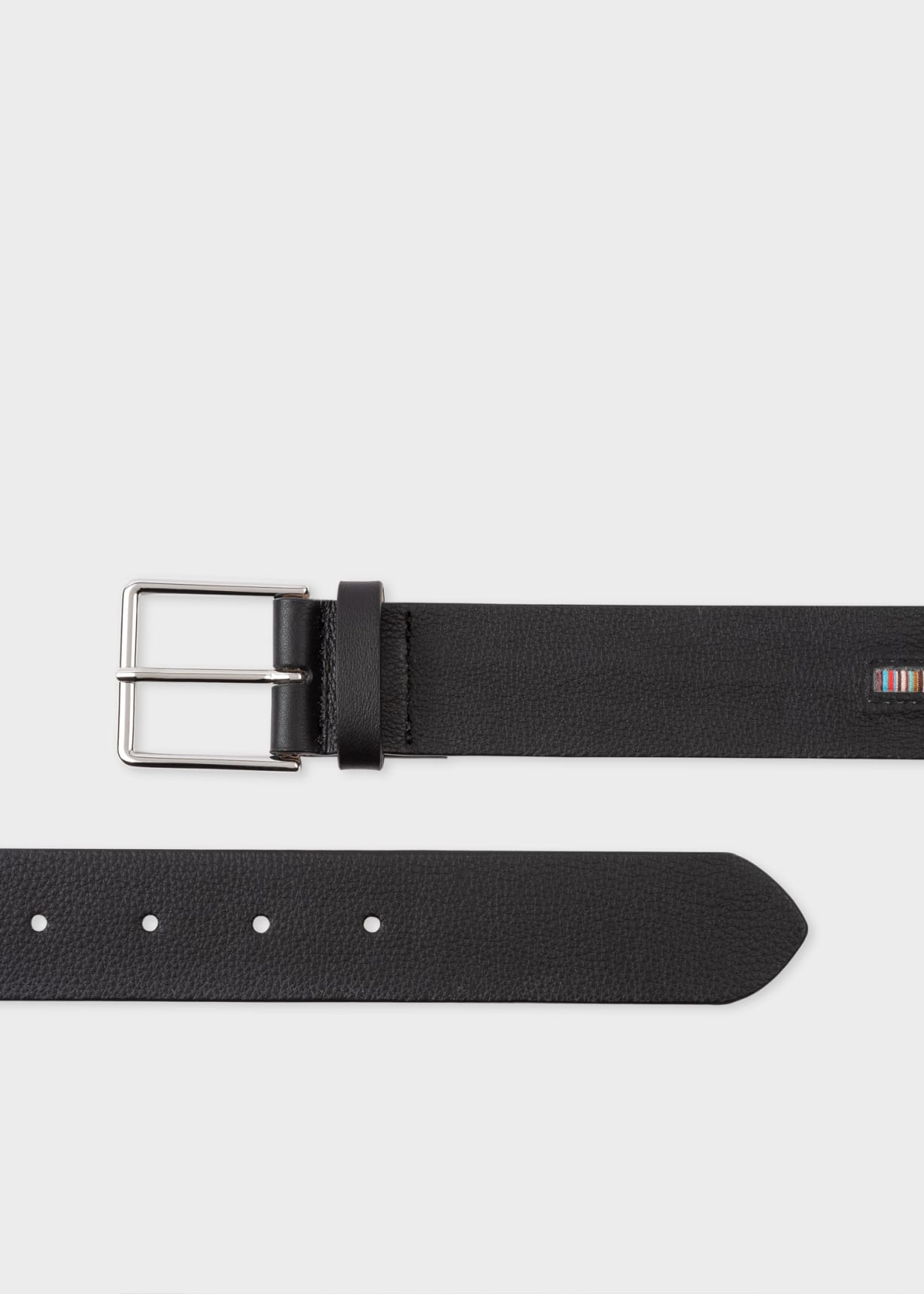 Men's Black Leather Double Keeper Classic Suit Belt