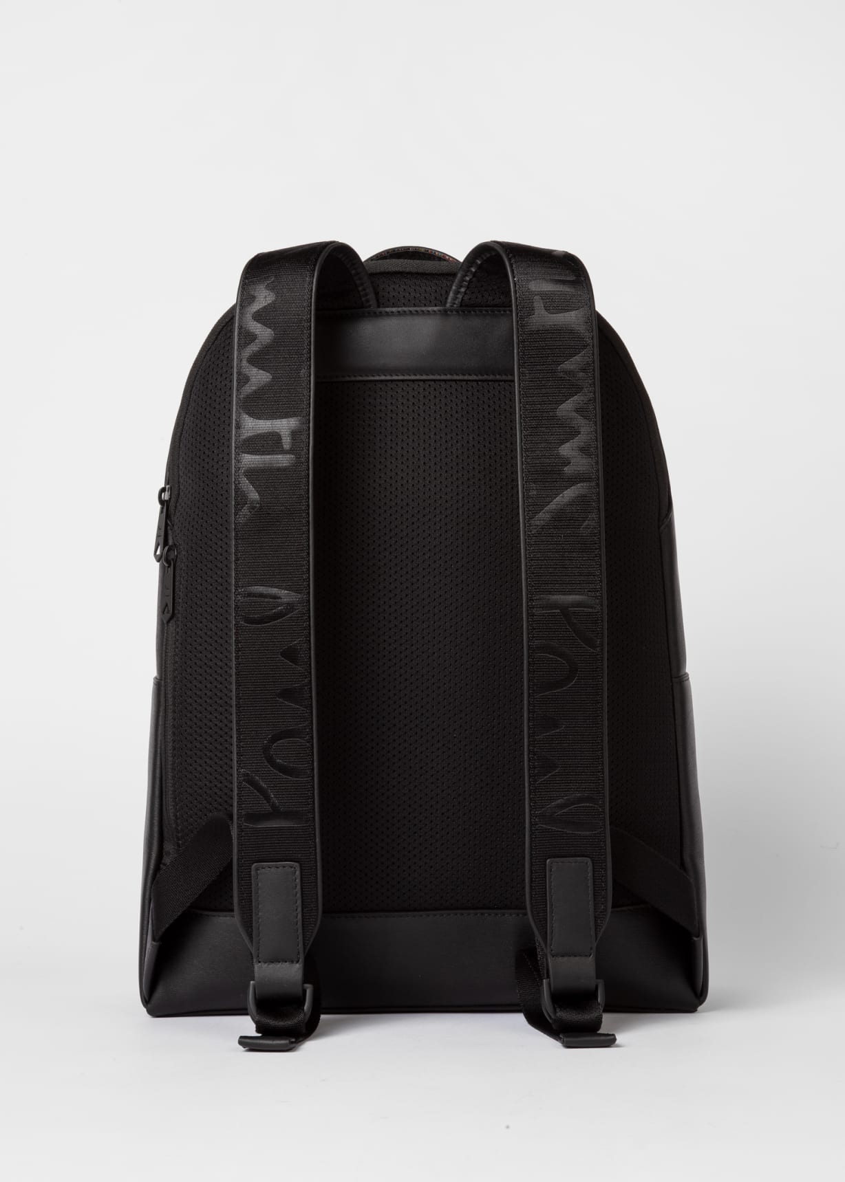 Men's Black Embossed Leather Backpack