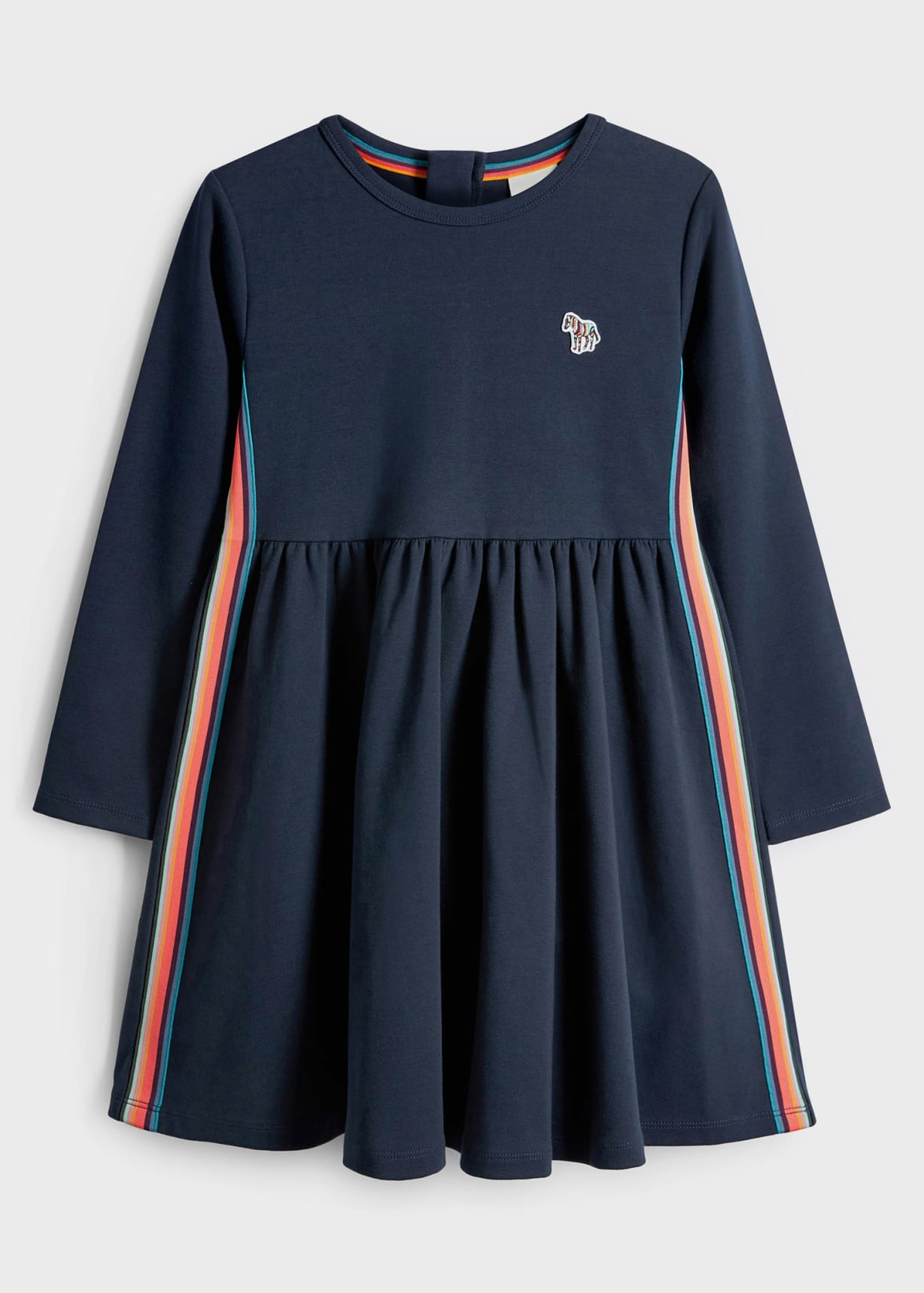 Front View - 2-13 Years Navy Ponte Stripe Dress Paul Smith