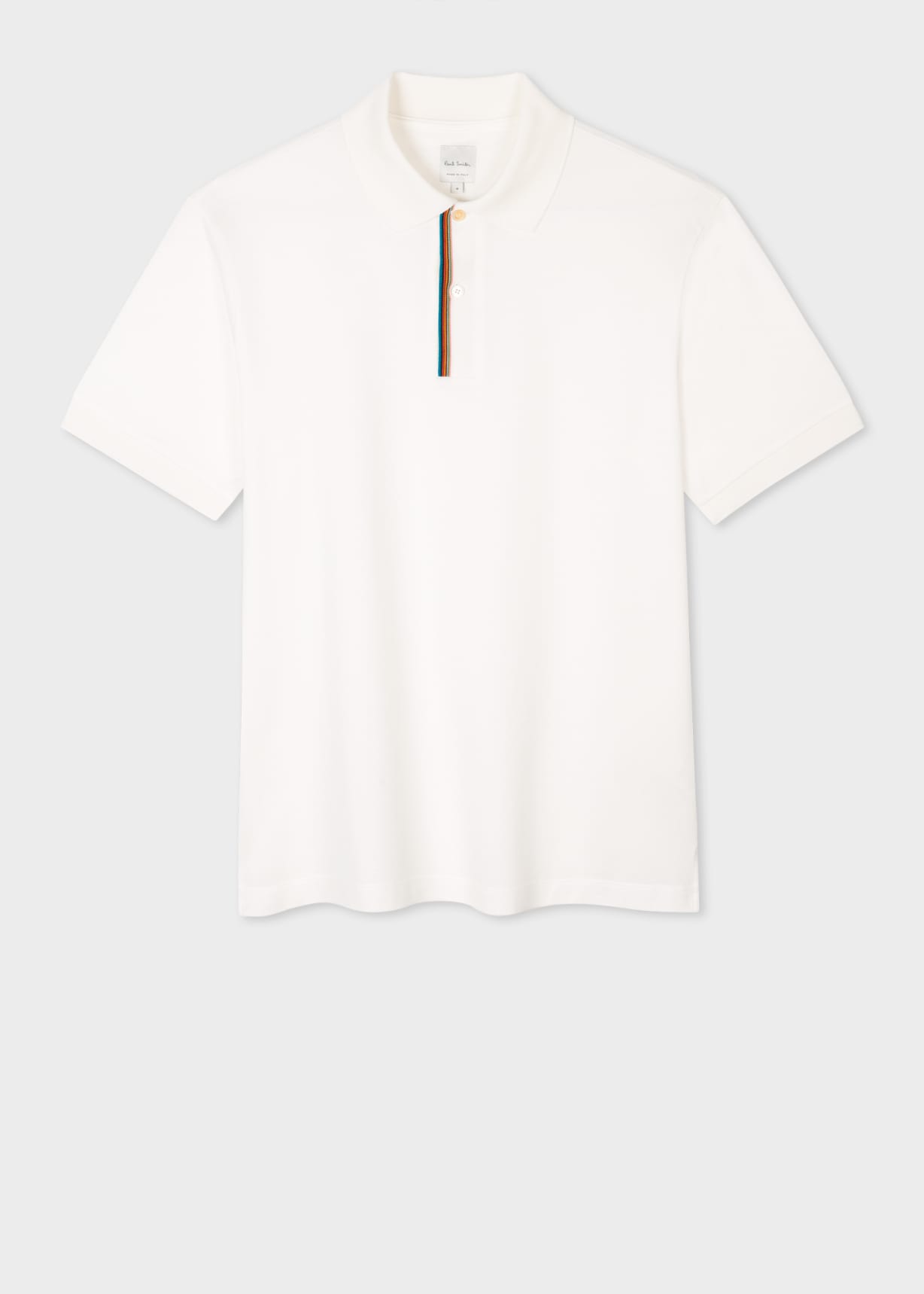 Front View - White 'Signature Stripe' Trim Polo Shirt Paul Smith