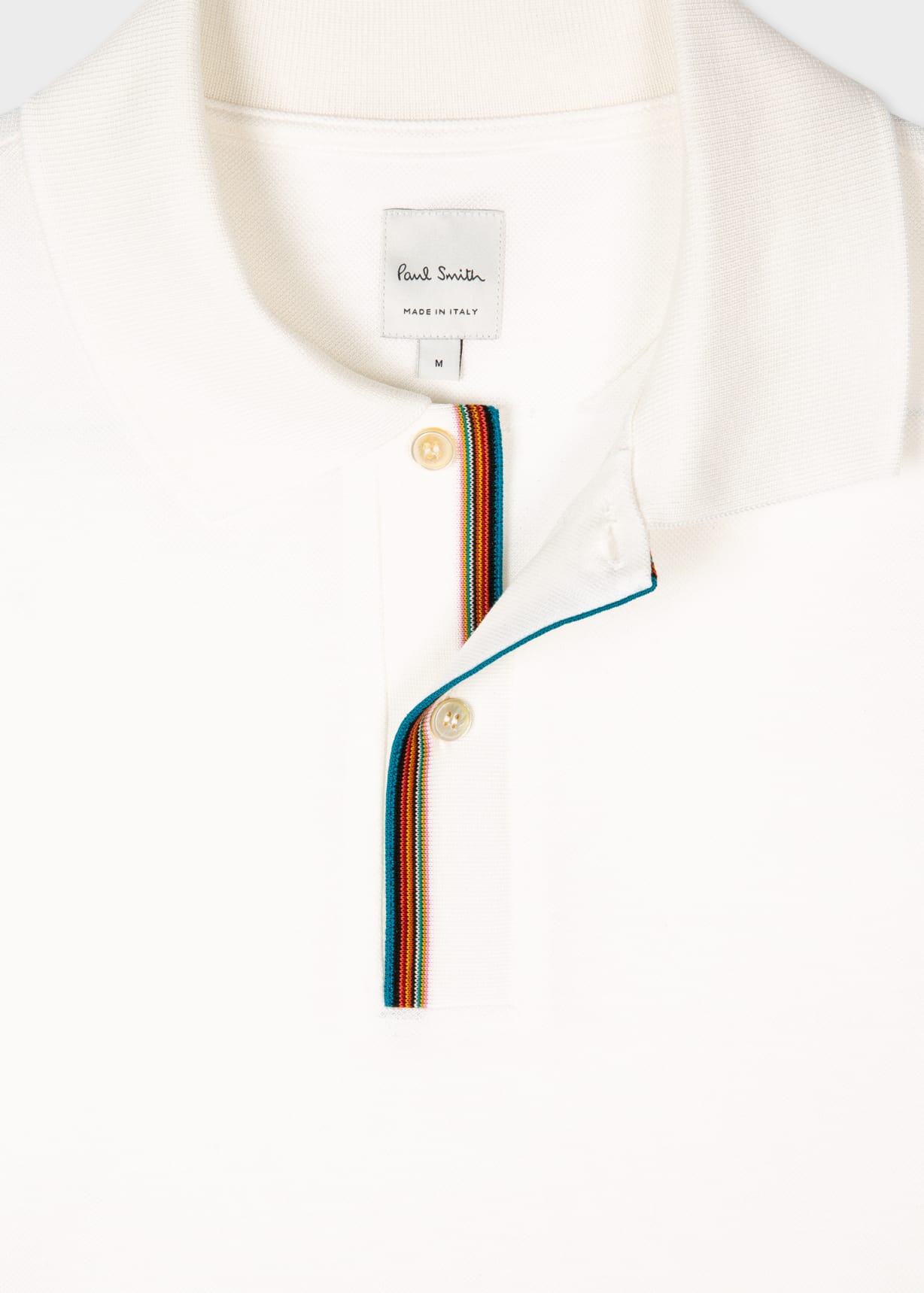 Detail View - White 'Signature Stripe' Trim Polo Shirt Paul Smith
