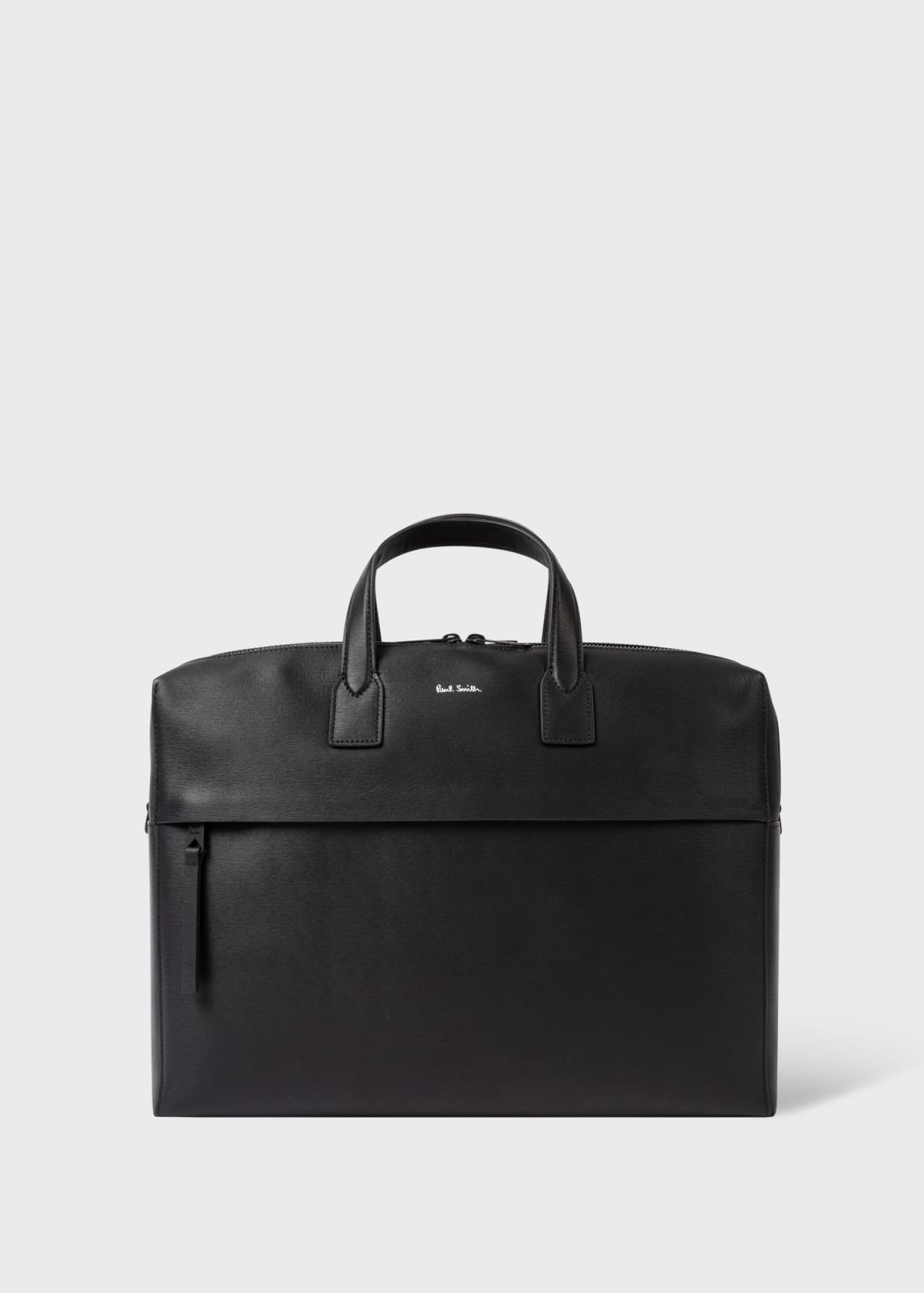 Black Embossed Leather Business Double-Zip Folio