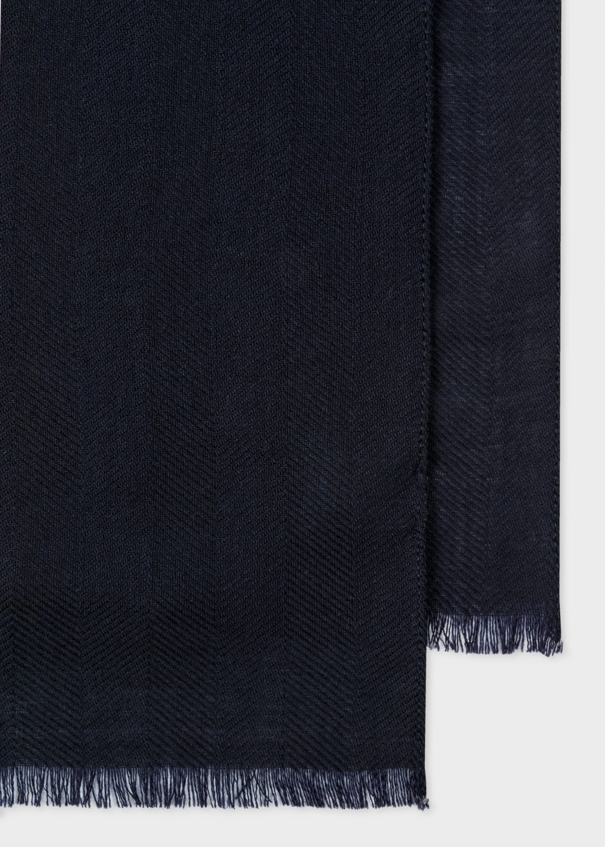 Men's Dark Navy 'Artist Stripe' Band Herringbone Wool-Blend Scarf by Paul Smith