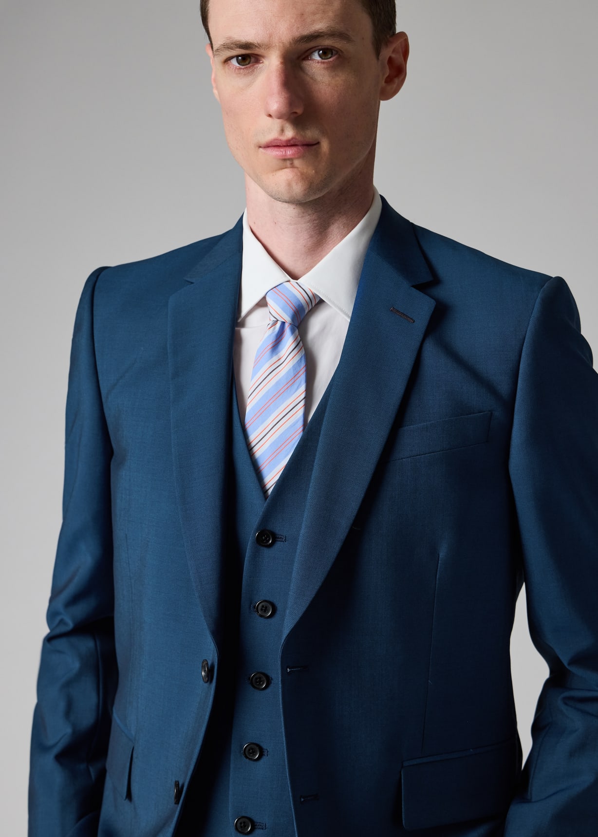 The Soho - Men's Tailored-Fit Indigo Wool-Mohair Three-Piece Suit