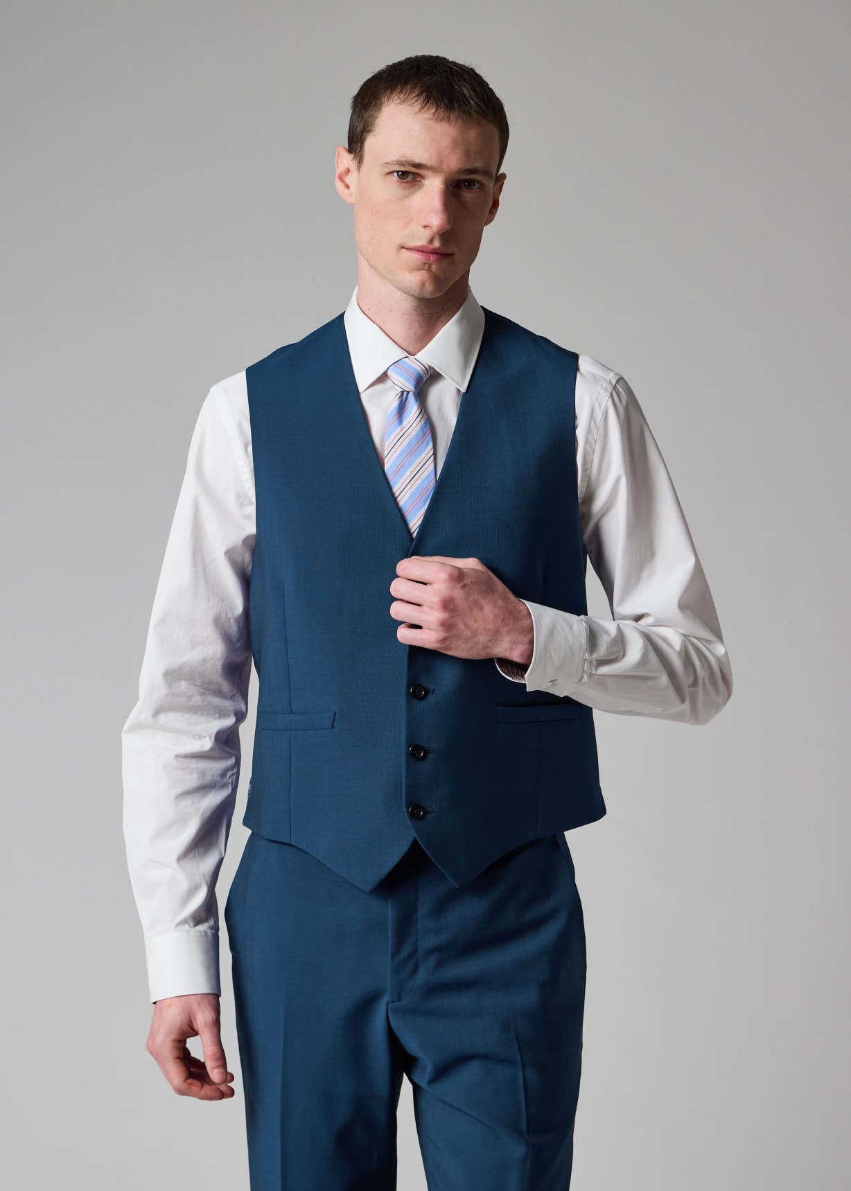 Mens Ultra Slim Fit Wool Feel Suit in Indigo