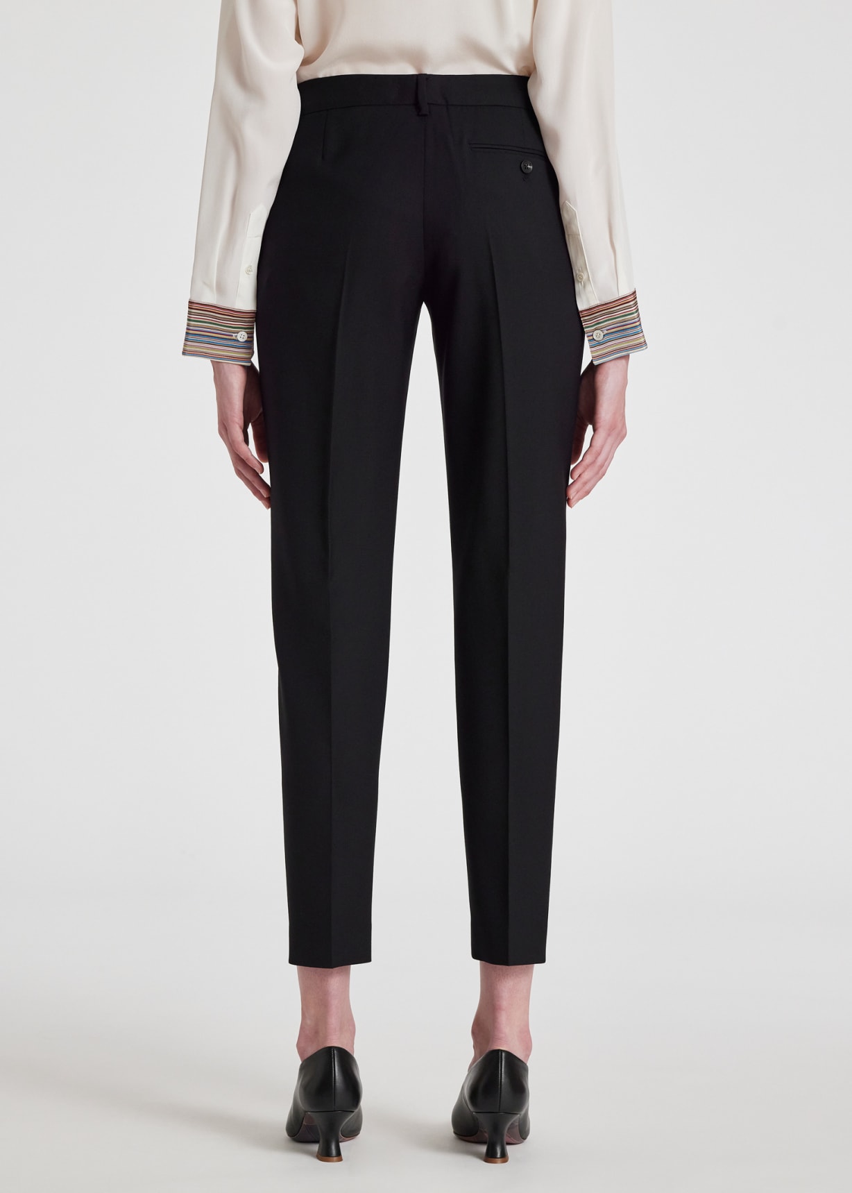 Model view - A Suit To Travel In - Women's Black Slim-Fit Wool Trousers