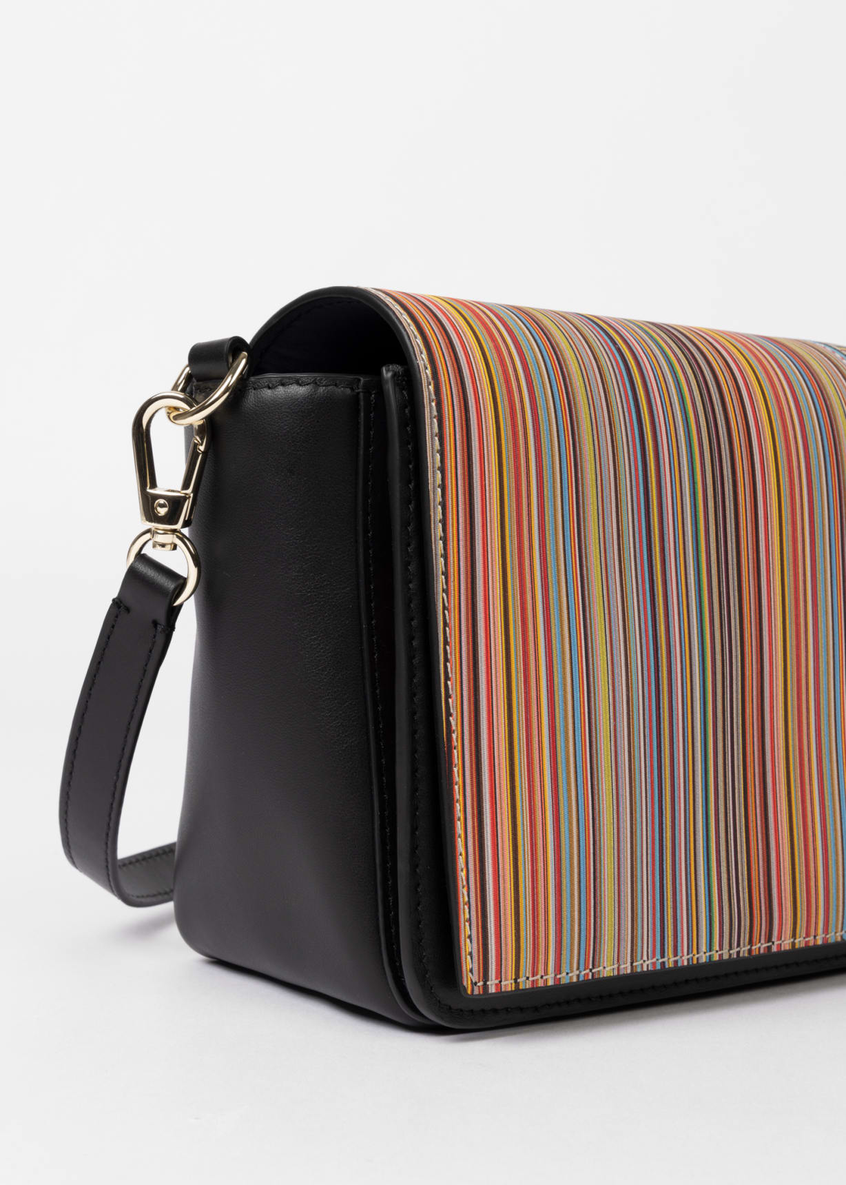 Women's Leather 'Signature Stripe' Flap Cross Body Bag