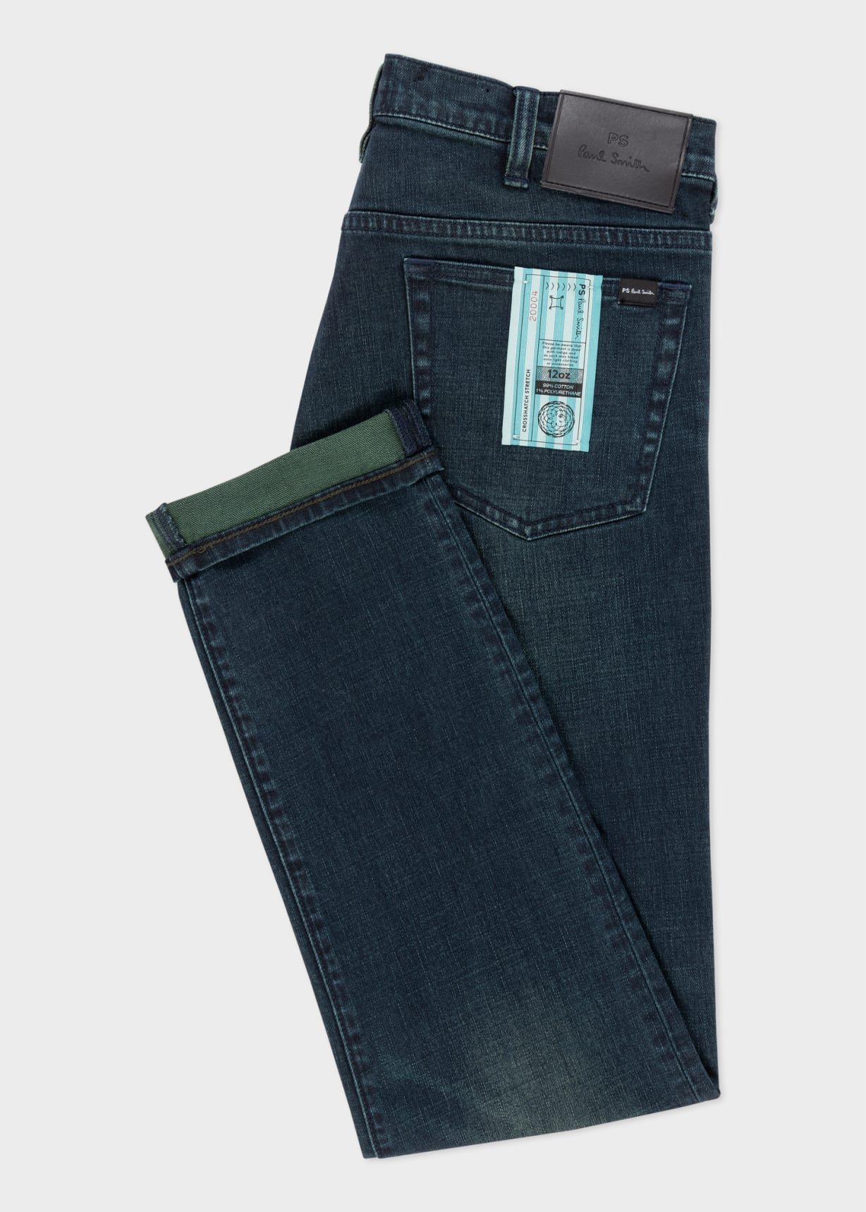Detail View - Slim-Standard Navy-Wash 'Crosshatch Stretch' Jeans Paul Smith