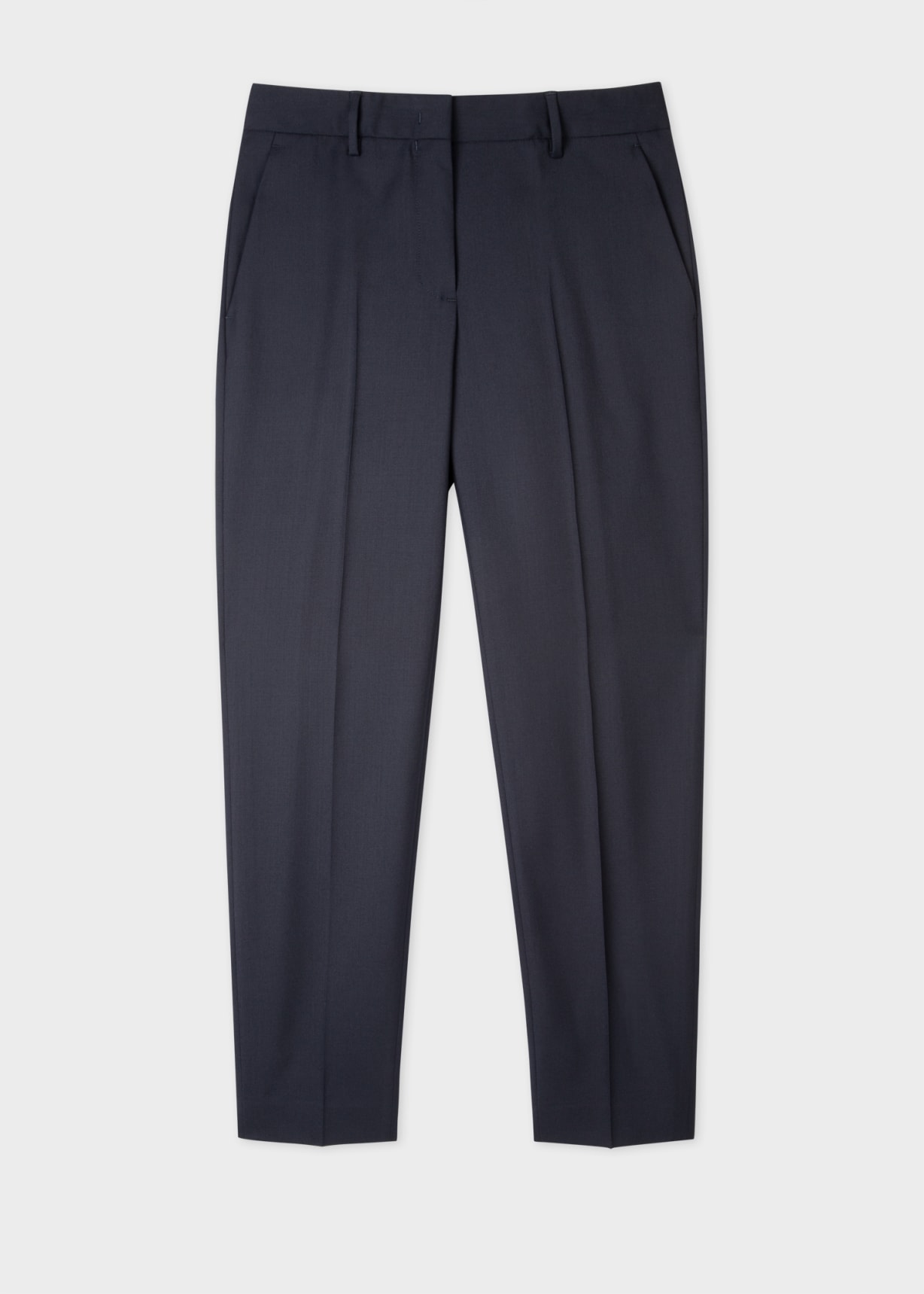 Front View - A Suit To Travel In - Women's Navy Tapered-Fit Wool Trousers Paul Smith